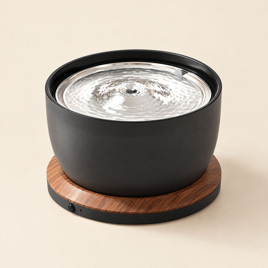 NOOKZY Fountain Cordless in charcoal with walnut battery base
