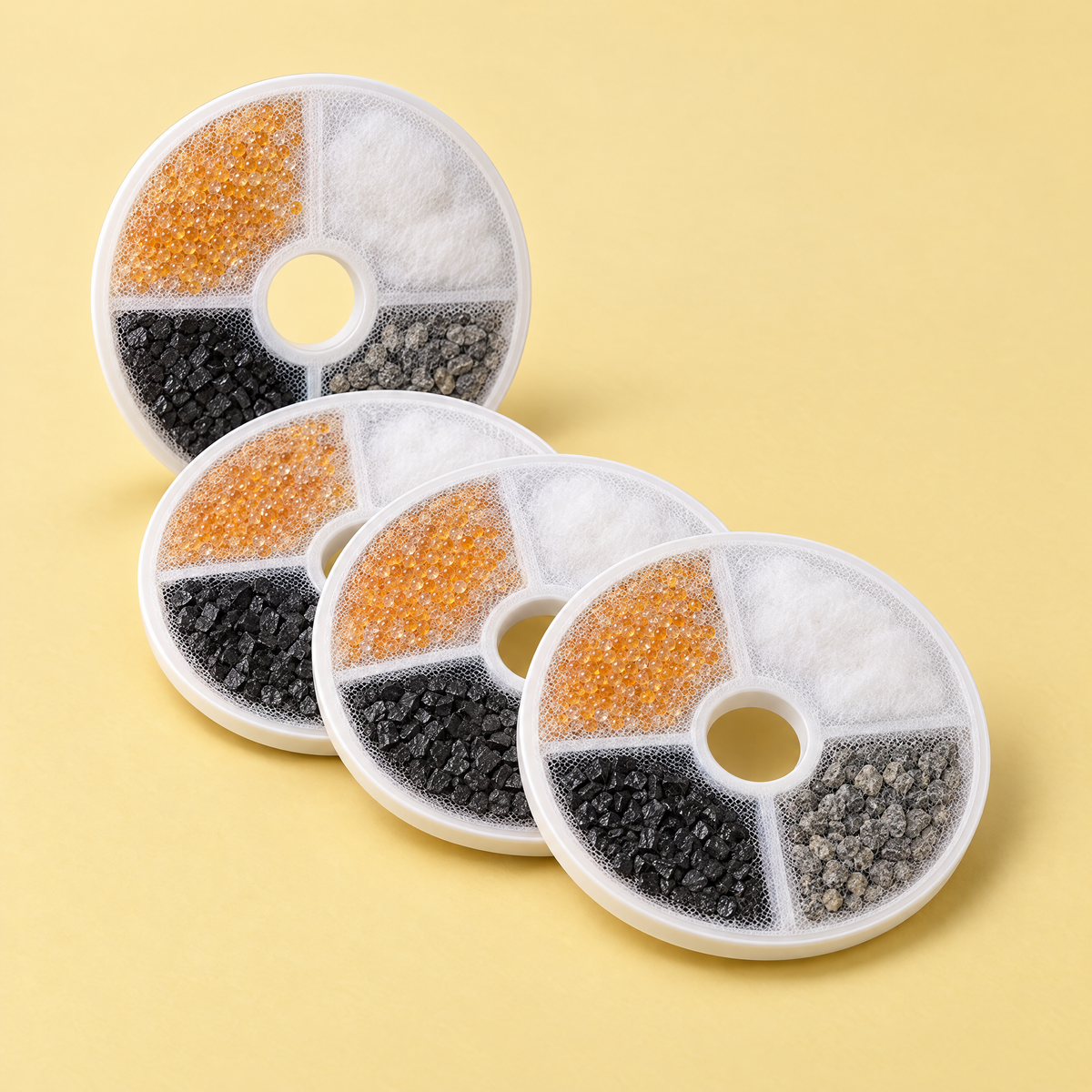 NOOKZY replacement filters with four layers: cotton, activated carbon, ion-exchange resin and mineral stone